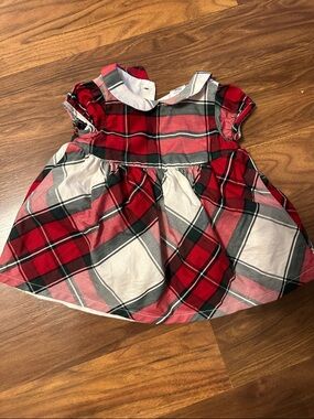 Carter's Red and Green Plaid Infant Button-Back Dress